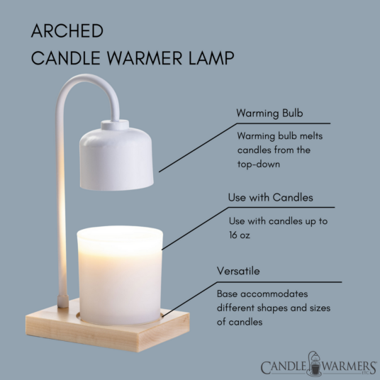 White and Wood Arched Candle Warmer Lamp