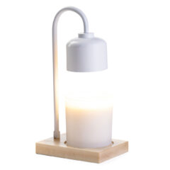 White and Wood Arched Candle Warmer Lamp