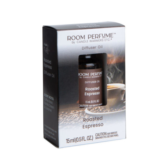 ROASTED ESPRESSO: Roasted Espresso Room Perfume Diffuser Oil is the perfect balance of rich, deep espresso and creamy vanilla. This fragrance oil evokes thoughts of the first sip of freshly brewed espresso with highlights of creamy caramel, sweet butter, roasted coffee bean and rich chocolate. TOP NOTES: Sweet, Caramelized Sugar, Butter MID NOTES: Chocolate, Cream, Vanilla Ice Cream BASE NOTES: Roasted Coffee Bean, Caramel