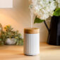 Our Wood & Ceramic diffuser is a classic combination of wood and ceramic. The ultrasonic mist unleashes a subtle scent through 2 mist modes, while the elegant design creates a relaxing atmosphere wherever you place this diffuser.