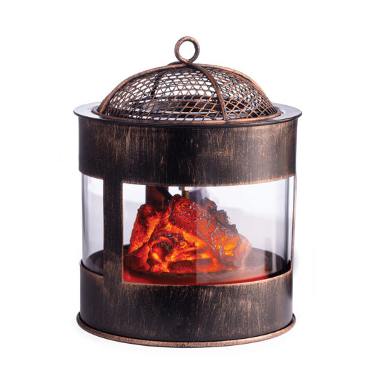 The Fire Pit Wax Warmer brings the cozy ambiance of a crackling fire into your home. The design mimics a rustic fire pit, featuring a mesh lid and the comforting glow of smoldering embers. Enjoy the essence of the outdoors year-round while filling your space with your favorite scents.