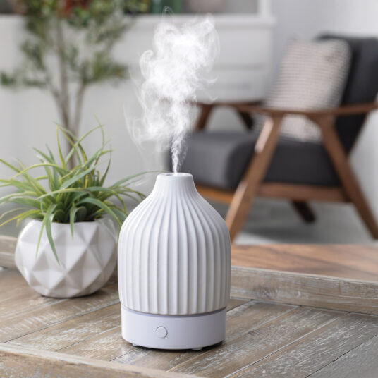 Add understated elegance with the Fluted USB Ultrasonic Diffuser. The crisp white ceramic and timeless fluted texture elevate any shelf or tabletop.